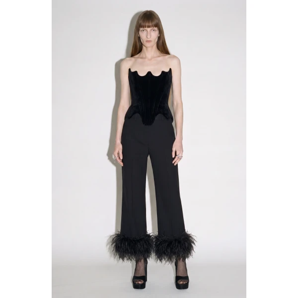 LOULOU Feather Trim Tailored Trousers | Tailored pants | Coveti