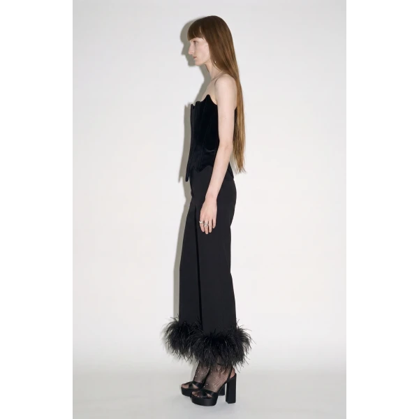 LOULOU Feather Trim Tailored Trousers | Tailored pants | Coveti