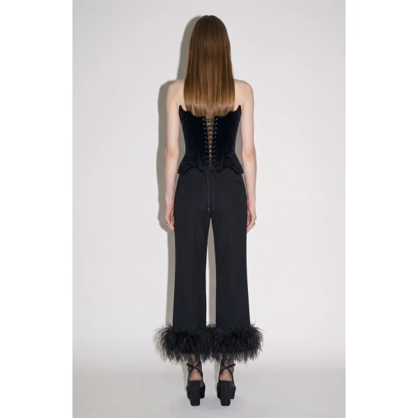 LOULOU Feather Trim Tailored Trousers | Tailored pants | Coveti