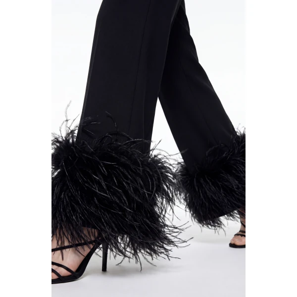 LOULOU Feather Trim Tailored Trousers | Tailored pants | Coveti