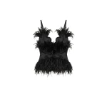LOULOU Feather Trimmed Satin Bustier | Tops | Coveti