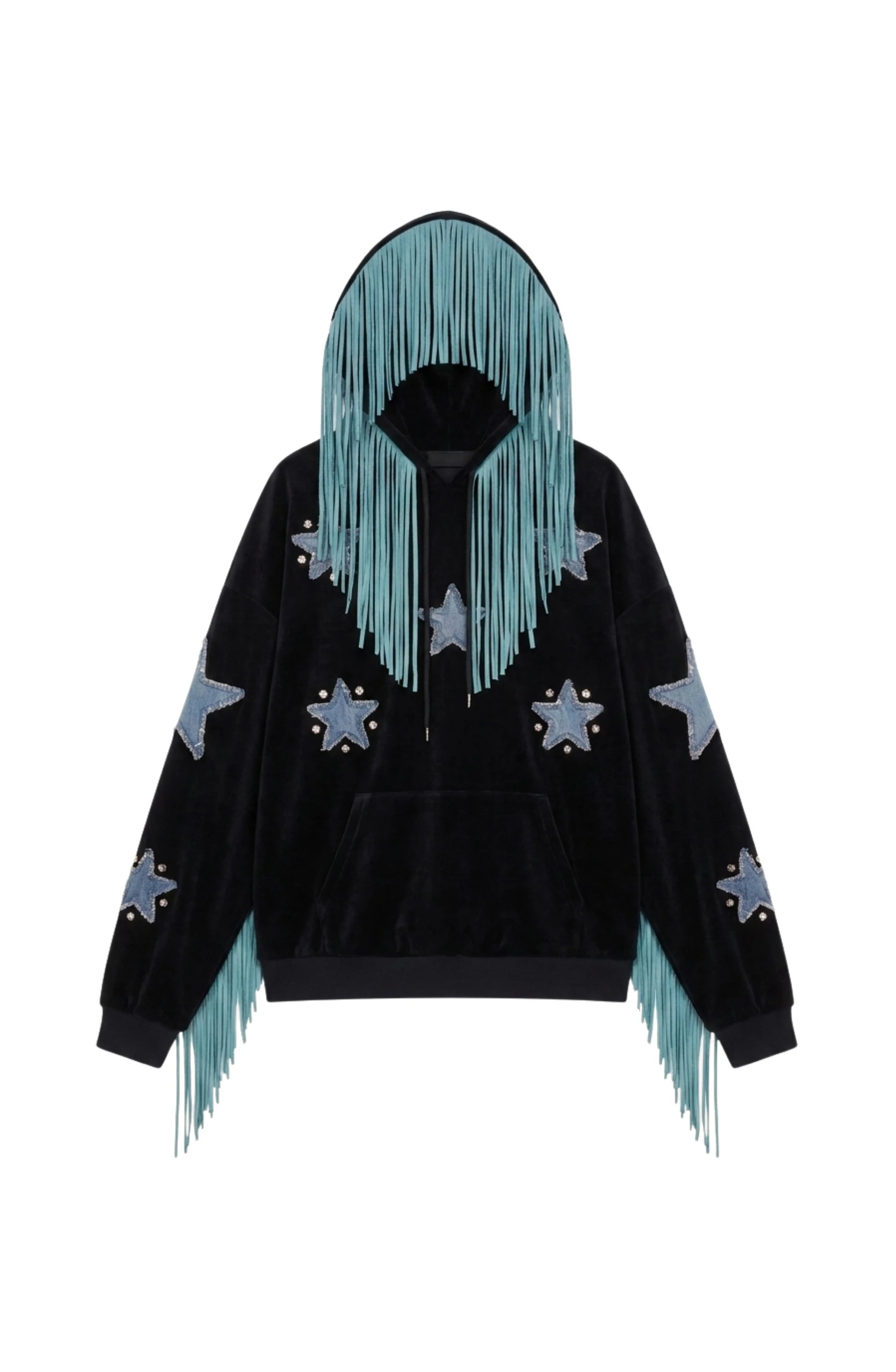 LOULOU Fringed Star Velvet Hoodie 0 LOULOU Fringed Star Velvet Hoodie | Hoodies | Coveti