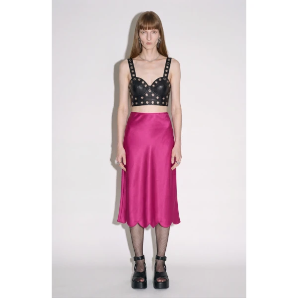 LOULOU Fuchsia Silk Skirt | Mini Skirts | Coveti