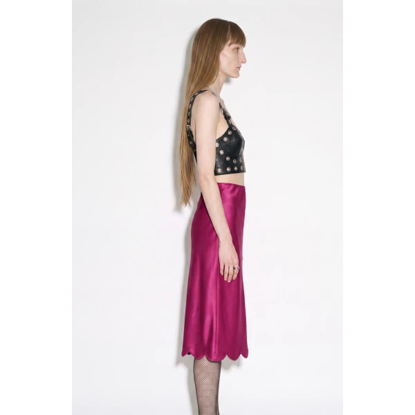 LOULOU Fuchsia Silk Skirt | Mini Skirts | Coveti