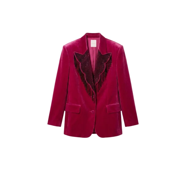 LOULOU Fuchsia Velvet Blazer | Blazers | Coveti