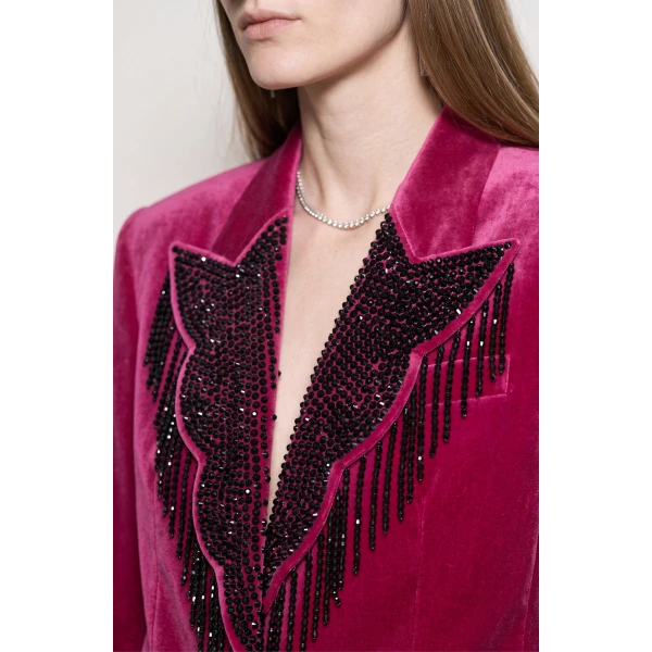 LOULOU Fuchsia Velvet Blazer | Blazers | Coveti