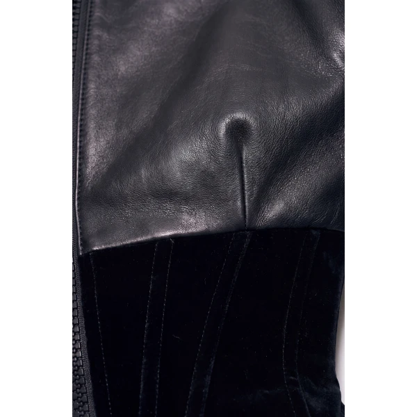 LOULOU Leather And Velvet Corset Jacket | Leather Jackets | Coveti