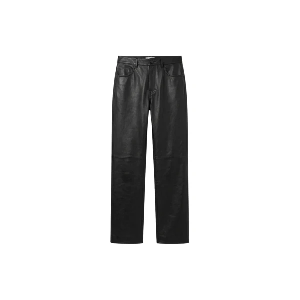 LOULOU Leather Straight Leg Trousers | Tailored pants | Coveti