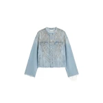 LOULOU Light Blue Crystal Fringe Denim Jacket | Denim | Coveti