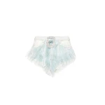 LOULOU Light Blue Lace Insert Denim Shorts | Denim Shorts | Coveti