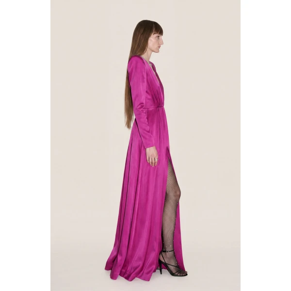 LOULOU Magenta Satin Gown | Evening Gowns | Coveti