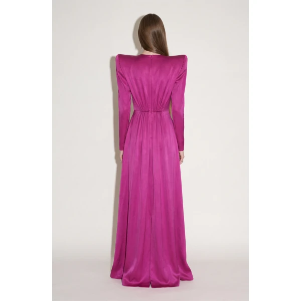 LOULOU Magenta Satin Gown | Evening Gowns | Coveti