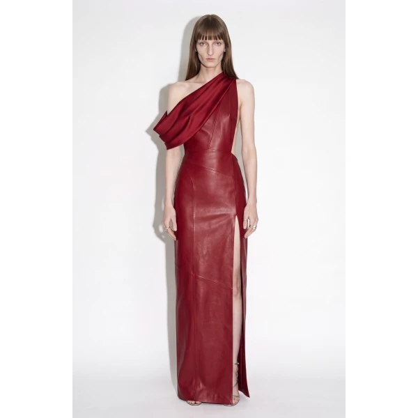 LOULOU One-Shoulder Leather Maxi Dress | Maxi Dresses | Coveti