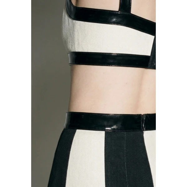 LOULOU Patent Trim Bralette | Cropped Top | Coveti