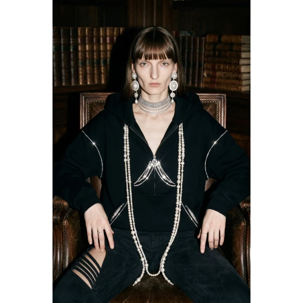 LOULOU Pearl-Trim Hoodie | Hoodies | Coveti