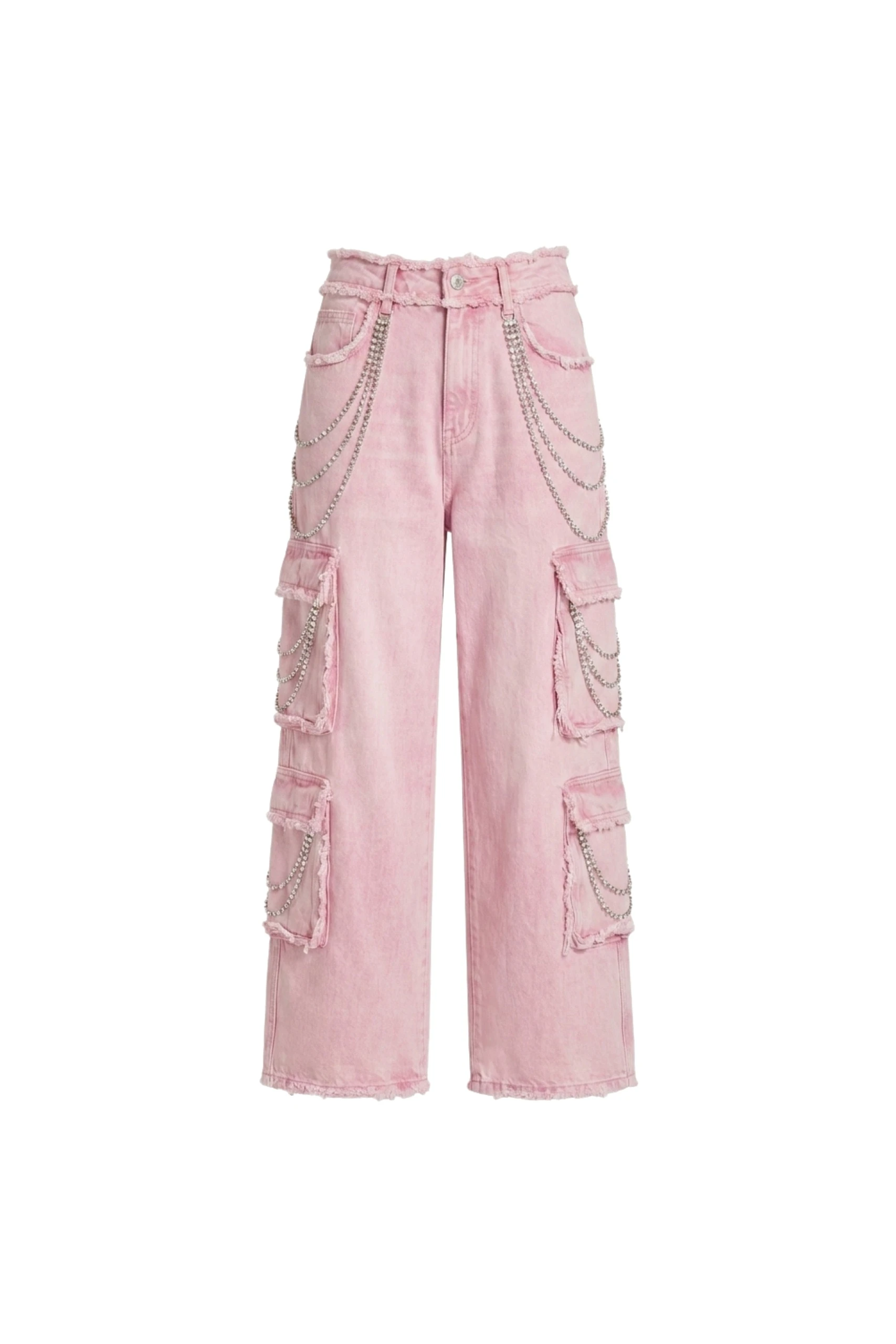 LOULOU Pink Crystal Cargo Denim Jeans 0 LOULOU Pink Crystal Cargo Denim Jeans | Denim | Coveti