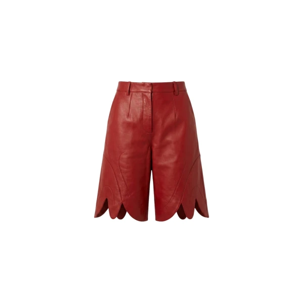 Red Leather Bermuda Shorts