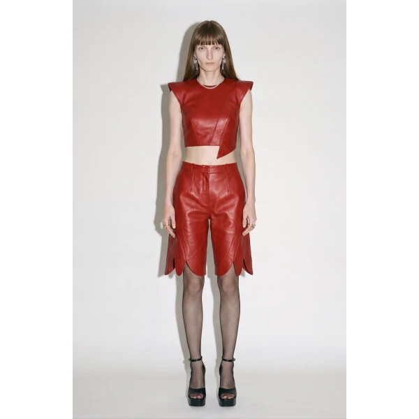 LOULOU Red Leather Top | Tops | Coveti