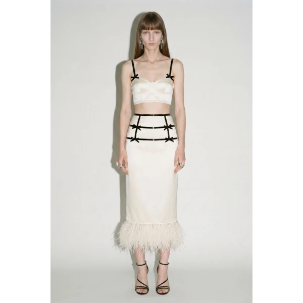 LOULOU Satin Bow Midi Skirt | Midi Skirts | Coveti