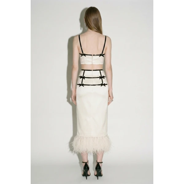 LOULOU Satin Bow Midi Skirt | Midi Skirts | Coveti