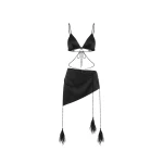 LOULOU Satin Feather Trim Set | Coveti