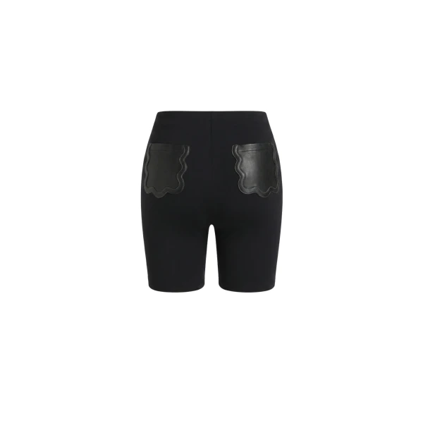 Scalloped Leather Pocket Shorts
