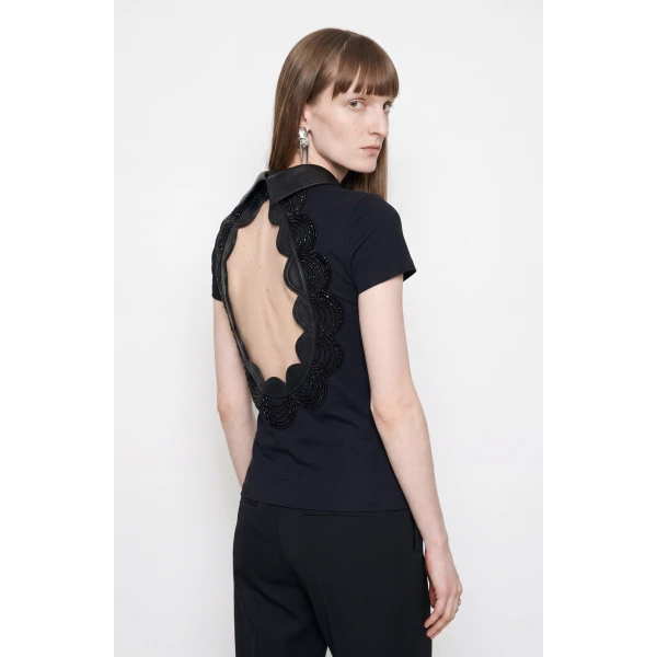 LOULOU Scalloped Open Back Top | Tops | Coveti