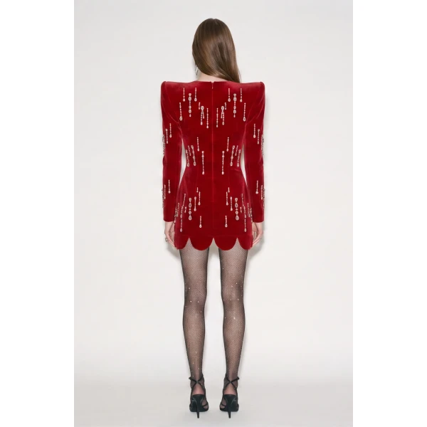 LOULOU Scarlet Velvet Mini Dress | Mini Dresses | Coveti
