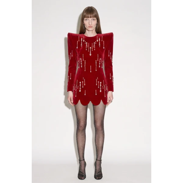 LOULOU Scarlet Velvet Mini Dress | Mini Dresses | Coveti