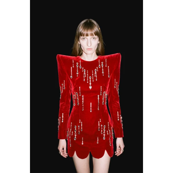 LOULOU Scarlet Velvet Mini Dress | Mini Dresses | Coveti