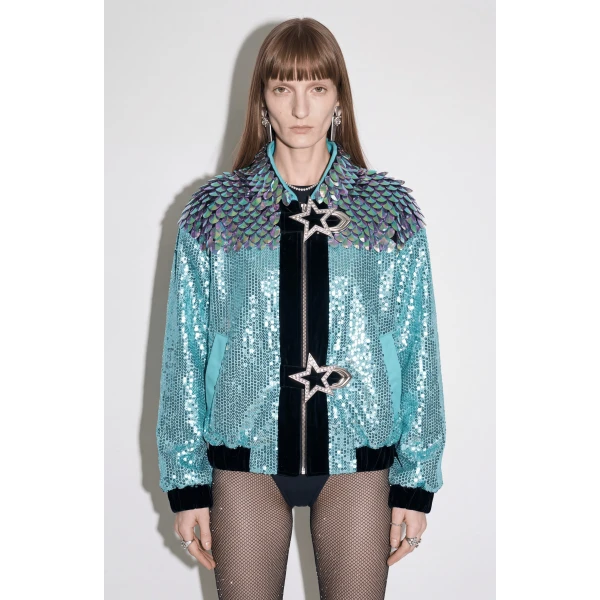 LOULOU Sequin Star Buckle Bomber Jacket | Jackets | Coveti