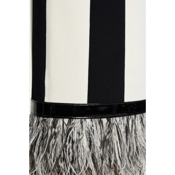 LOULOU Striped Feather Trim Midi Skirt | Midi Skirts | Coveti