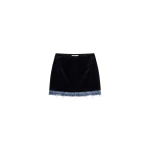 LOULOU Velvet And Denim Mini Skirt | Coveti