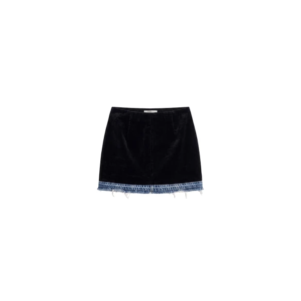 LOULOU Velvet And Denim Mini Skirt | Coveti