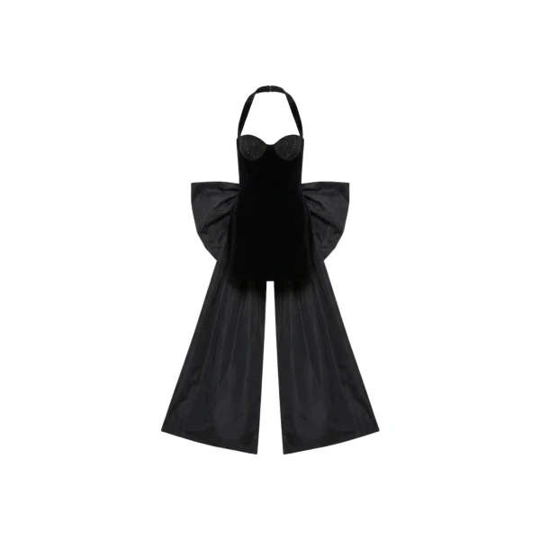 LOULOU Velvet Bow Mini Dress | Coveti
