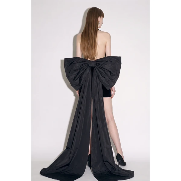 LOULOU Velvet Bow Mini Dress | Mini Dresses | Coveti