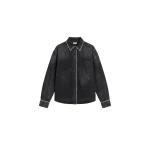 LOULOU Washed Black Crystal Trim Denim Shirt | Shirts | Coveti
