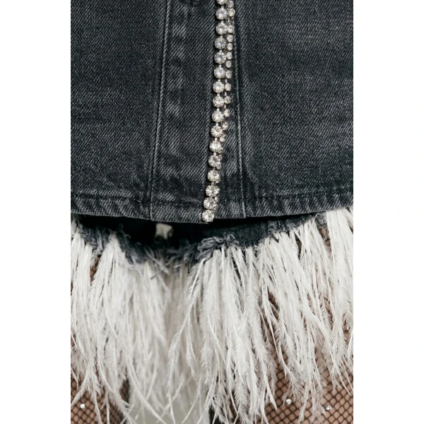 LOULOU Washed Black Crystal Trim Denim Shirt | Shirts | Coveti