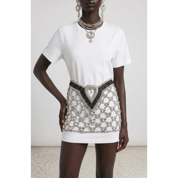 LOULOU Young Hearts Mesh Skirt | Mini Skirts | Coveti