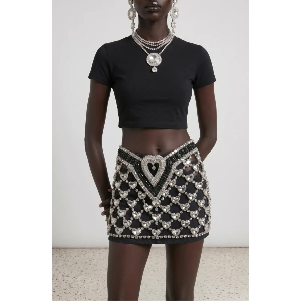 LOULOU Young Hearts Mesh Skirt | Mini Skirts | Coveti