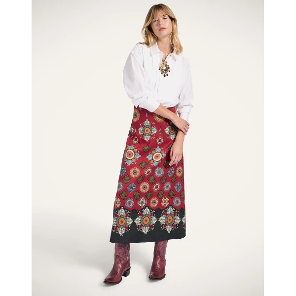 La DoubleJ A-Long Skirt in Nucleus Rust, view 2