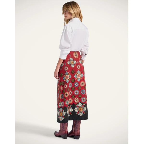 La DoubleJ A-Long Skirt in Nucleus Rust, view 3