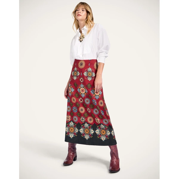 La DoubleJ A-Long Skirt in Nucleus Rust, view 4
