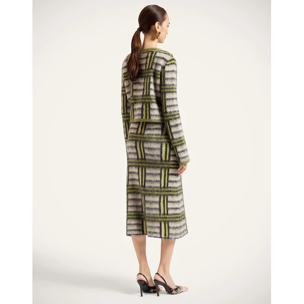 La DoubleJ All-In Skirt in Kells Check Ecru, Light Green, and Black, view 3