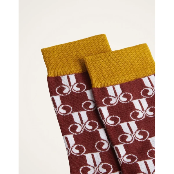 La DoubleJ All Time Socks in La DoubleJ Monogram Bordeaux, view 3