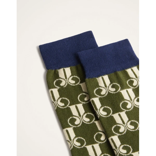 La DoubleJ All Time Socks in La DoubleJ Monogram Military Green at Coveti
