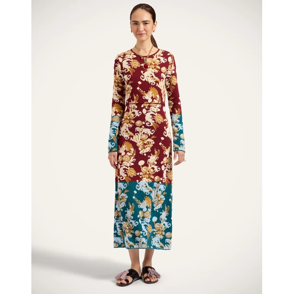 La DoubleJ Bee Dress in Coven Burgundy at Coveti