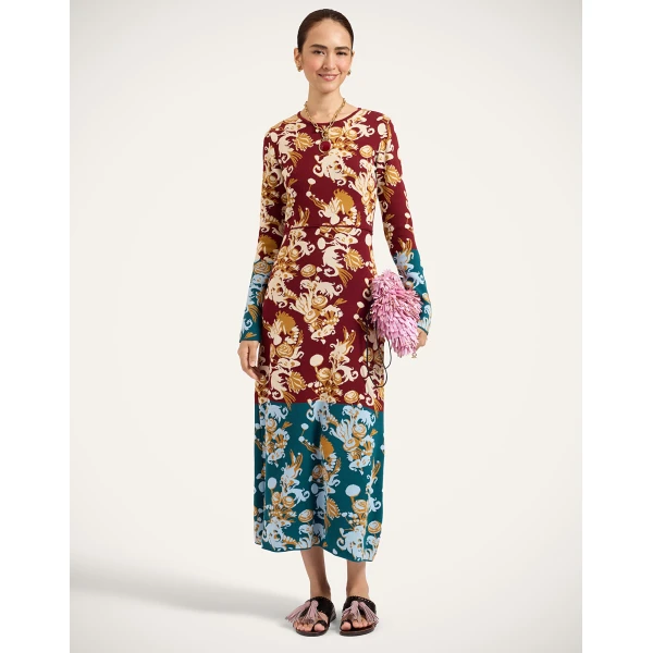 La DoubleJ Bee Dress in Coven Burgundy at Coveti