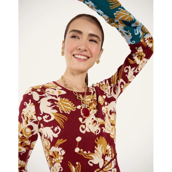 La DoubleJ Bee Dress in Coven Burgundy at Coveti