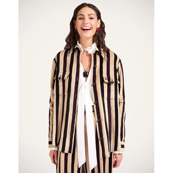 La DoubleJ Better Than Your Boyfriend’s Jacket in Stripes Light Beige, view 2